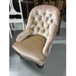 A Victorian button back nursery / fireside ladies chair.