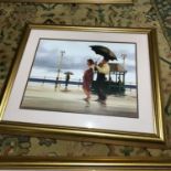 After Jack Vettriano print, titled "The Shape of Things to come" Fitted within a gilt frame. Frame