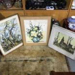 A Lot of three oil paintings, One autumn scene, Still life of flowers and possibly Dunfermline