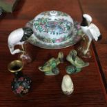 A Lot of Chinese and Japanese porcelain items which include Chinese Mud Ducks, Japanese Miniature