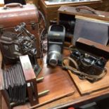 A Lot of vintage projectors and magic lanterns, Includes Ampro projector with carry case, Johnsons