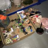 A Lot of collectable toys which includes Britains knight figures and animals, Three Barbie figures &