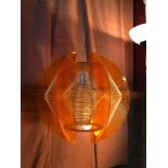 A Rare 1960's West German Lucite and string Spirograph light shade with glass insert shade.