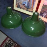 A Lot of two Industrial green enamel Benjamin produced shades.