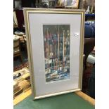 Original pastel drawing titled "Honfleur Harbour" by Brian Smith, Dated 1987. Originally bought
