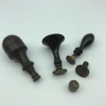 A Lot of three Antique letter seals with Two extra top. Includes one Ebony handled seal.