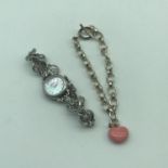 A Genuine Links of London Women's Enamel heart charm bracelet. Together with a Sterling 925 Gems