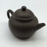 Antique Chinese Yixing pottery mark clay tea pot with lid. Measures 7cm in height