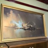 A Large vintage spitfire print after BARRIE. A.F.CLARK, Fitted with a gilt frame. Frame measures