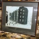 A framed L.S. Lowrie print, titled 'Dwelling, Ordsall Lane, Salford' (1927), Frame measures 67x76cm