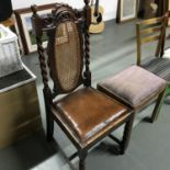 A Victorian library/ study chair designed with a bergere back and leather seat area.