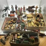 A Large collection of Vintage and antique lead, wood, porcelain animals and figures. Includes
