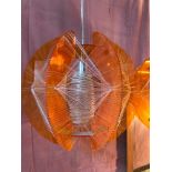 A Rare 1960's West German Lucite and string Spirograph light shade with glass insert shade.