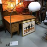 A retro guzzini style free standing floor light with marble base