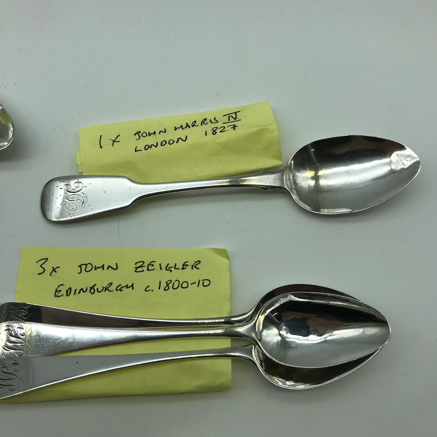 A Collection of 11 Various Georgian silver tea spoons, Includes two made by George Turner London - Image 4 of 5