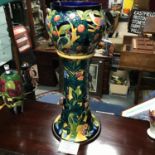 A Large Moorcroft pottery "Tree Bark Thief" pattern Jardiniere and stand. Dated 4.11.97. Designed by