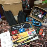 A Collection of Vintage Scalextrics cars, track Lincoln High Rev racing set.