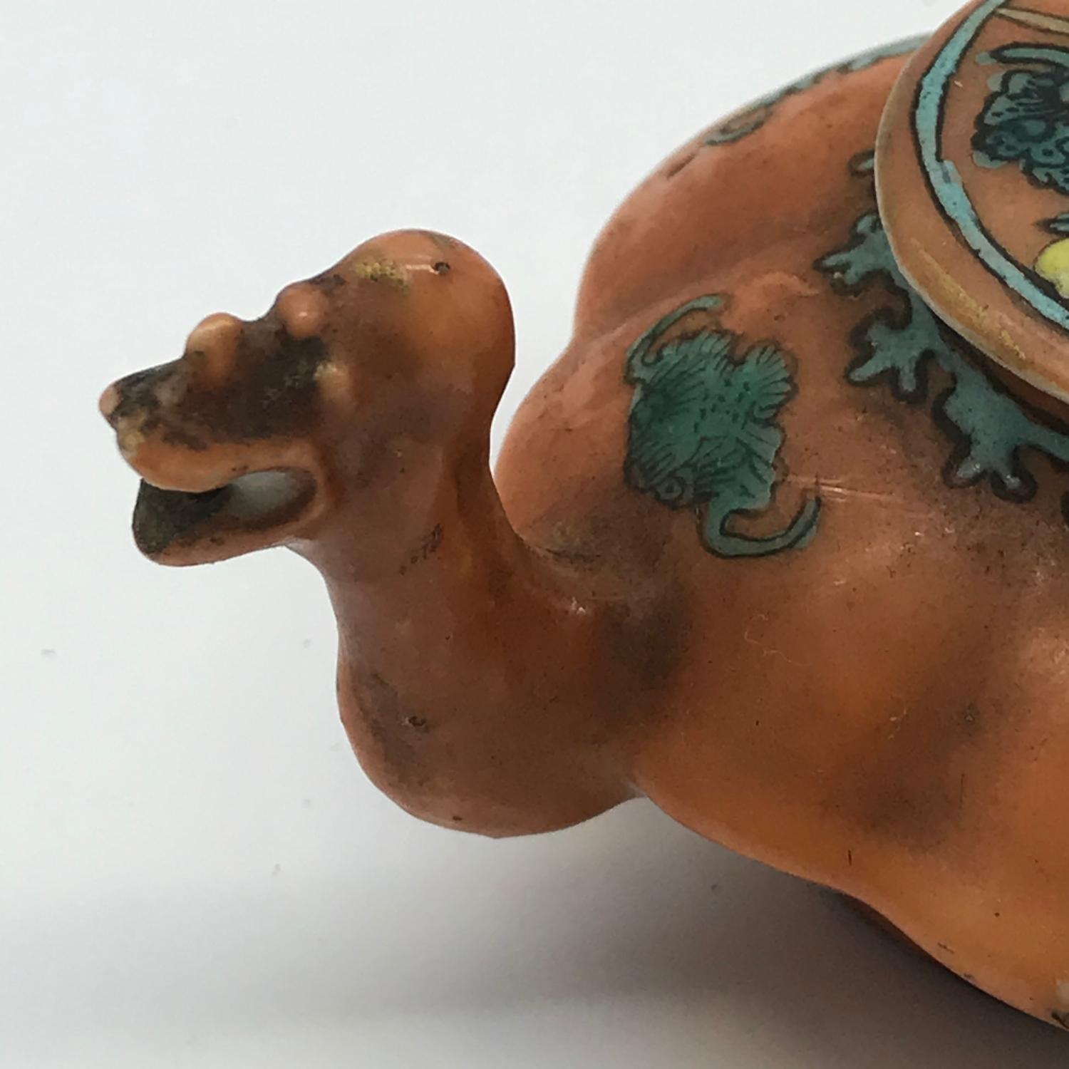 A 19th century orange and green hand painted miniature tea pot set with a dragon head spout. - Image 2 of 9