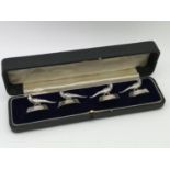 A Lot of four Boxed Chester silver pheasant menu holders. Maker Sampson Mordan & Co Ltd.