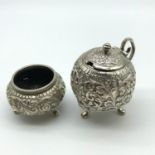 A Lot of two Silver Indian C1900 Kutch Anglo condiment pots [101.9 grams]