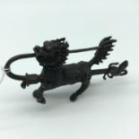 Antique Chinese Dragon Kirin Qilin design Bronze lock with foo dog key. Measures 5x9.5x2.3cm