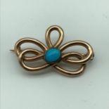 18th/19th century antique 9ct gold brooch set with a turquoise stone centre [3.6 grams]