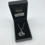 Ortak silver Art Nouveau flower design pendant with silver chain comes with original box.