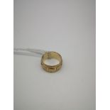 A Victorian 9ct gold gents band ring, Ring size N and weighs 4.8grams. Engraved 1882 to the inside.