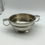 A Birmingham silver two handle quaich style trophy bowl. Engraved with initials A.T.B.S, Maker