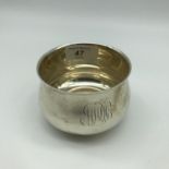 A Birmingham silver sugar bowl. Engraved to the front with initials M.M.J.H. Maker William