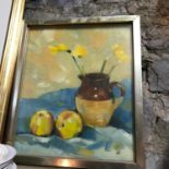 Original Oil painting of still life painted by artist D. Hutton D.A. and dated 1982.