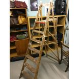 A Vintage set of Wooden 'A' Frame ladders