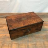 A Victorian Mahogany and brass inlaid writing slope box. Comes with key.