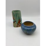 Clarice Cliff Bizarre 'My Garden' vase [As found] together with a drip glazed pottery trinket