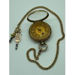 Antique London/Chester marked 18ct gold Fusee pocket watch with an 18ct gold Albert chain and two