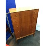 A Retro mid century A.H. McIntosh & Co Ltd Kirkcaldy Scotland teak pedestal 5 drawer chest. Measures