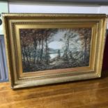 A Victorian Wilson & Wheatley wood and moulded gilt frame. Together with an original oil painting on