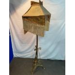 A Victorian brass rise and fall paraffin lamp converted to an electric standard light. Comes with