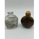 A 19th century / early 20th century jade snuff/ perfume bottle together with a 20th century glass