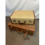 Vintage Antler suitcase together with Brown leather travel case