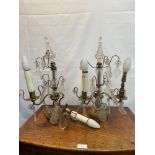 A Pair of 19th century brass and crystal candelabras converted to electric [need attention]