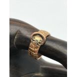 Antique 9ct gold London hall marked buckle ring. Ring size J 1/2 & Weighs 3.89grams