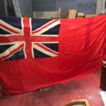 Antique hand stitched British Naval large red ensign ships flag. [170x336cm]