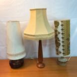 A Lot of three retro mid century table lamps. [Tallest 76cm]