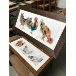 A Large giclee print titled 'The Cockerels' and one smaller giclee print titled 'The Chickens' By