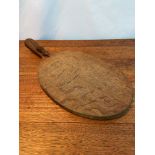 An early 1970's Robert 'Mouseman' Thompson oak cheese board. [40cm in length]