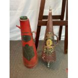 Two vintage cone shaped fire extinguishers