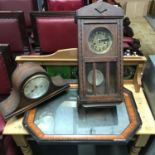 Antique bevel edge mirror, Antique wall clock and mantle clock.