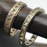 Antique 9ct gold and silver band ring set with quartz stones together with antique band ring set