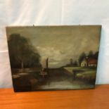 Victorian Oil Painting on Canvas of Country Canal scene, Signed F. G. Jones. [35.5X46CM]